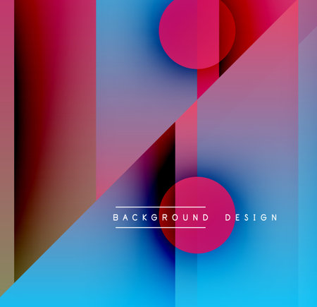 Abstract geometric composition. Vibrant colors blend, creating dynamic visual experience. Shapes overlap, forming modern design.のイラスト素材