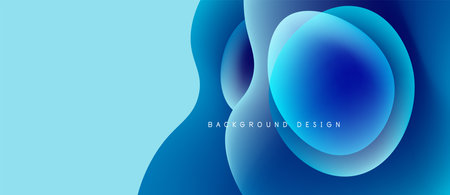 Abstract blue gradients form fluid shapes. Minimalist design suggests modern background, clean aesthetic. Text reads background design.のイラスト素材
