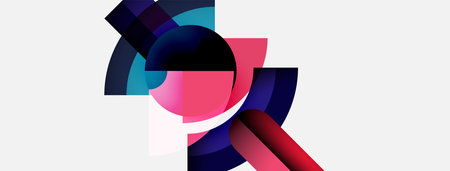 Abstract composition. Overlapping shapes create dynamic visual effect. Colors blend, forming modern design. Minimalist aesthetic, clean lines.のイラスト素材