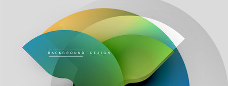 Abstract colorful shapes overlap, creating dynamic visual effect. Modern design elements suggest fluidity, innovation. Background features gradients, curves.のイラスト素材
