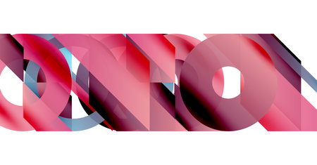 Abstract composition featuring overlapping red, pink, blue shapes. Minimalist design with smooth gradients, creating dynamic visual effect.のイラスト素材