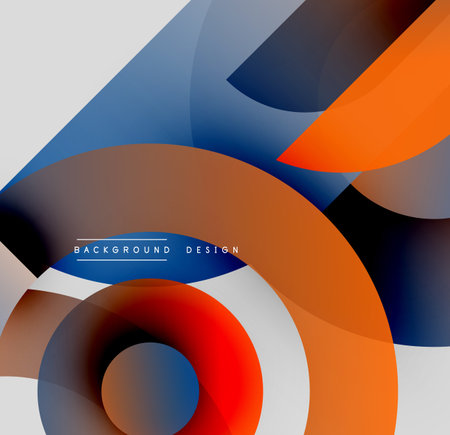 Abstract shapes overlap, creating dynamic composition. Colors blend, forming modern visual experience. Background design features smooth gradients.のイラスト素材