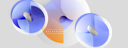 Abstract shapes overlap, creating dynamic blue, orange gradients. Minimalist design with light background. Modern, clean aesthetic.のイラスト素材