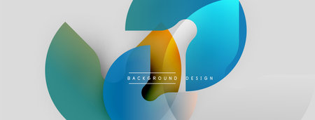 Abstract fluid shapes overlap, creating vibrant color gradients. Modern design element for backgrounds, presentations.のイラスト素材