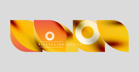 Abstract design features vibrant orange, yellow gradients. Text reads background, design. Minimalist style, light gray backdrop.のイラスト素材