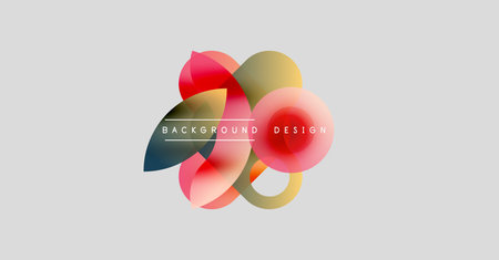 Abstract floral design. Overlapping colorful petals create dynamic composition. Light gray background provides contrast. Modern aesthetic.のイラスト素材