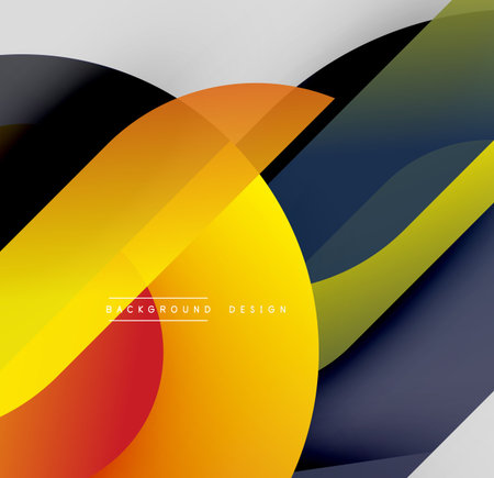 Abstract colorful design. Overlapping shapes create dynamic visual effect. Modern gradients, smooth transitions, vibrant hues.のイラスト素材