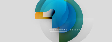 Abstract colorful circles overlap, creating dynamic visual effect. Background features text background design. Minimalist style, modern aesthetic.のイラスト素材