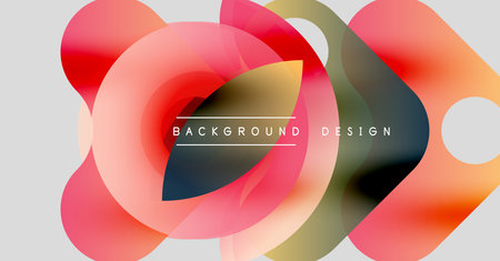 Abstract colorful overlapping circles create dynamic visual effect. Background features gradients, smooth transitions, modern design elements.のイラスト素材