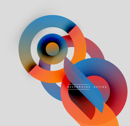 Abstract colorful overlapping circles create dynamic visual composition. Modern design element for backgrounds, presentations.のイラスト素材