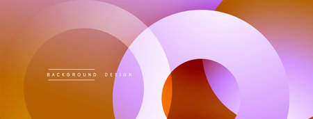 Abstract circles overlap, creating soft gradients. Warm orange, lavender hues dominate composition. Minimalist design, modern aesthetic.のイラスト素材