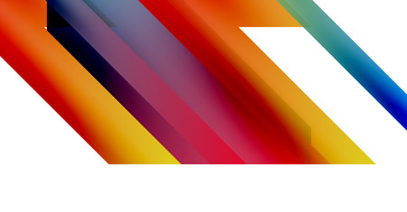 Abstract colorful stripes overlap, creating dynamic visual effect. Bright hues blend, forming modern...