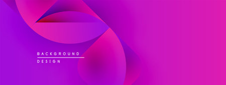 Abstract purple gradient background. Smooth shapes overlap creating dynamic visual effect. Text reads background design. Modern, vibrant composition.のイラスト素材