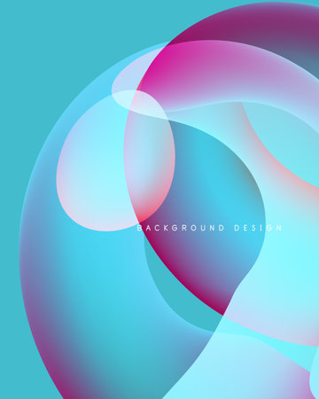 Abstract colorful circles overlap, creating vibrant gradients. Soft hues blend, forming dynamic background design.のイラスト素材