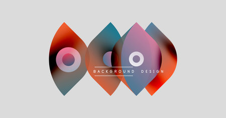 Abstract shapes overlap, creating vibrant color blends. Modern design elements suggest fluidity, dynamism, visual appeal.のイラスト素材