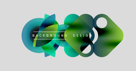 Abstract fluid shapes, vibrant greens, blues. Modern design element for backgrounds, presentations. Minimalist aesthetic, smooth gradients.のイラスト素材