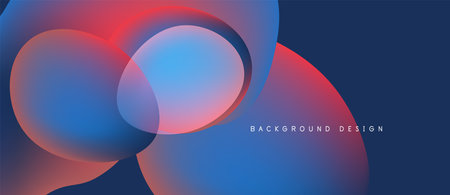 Abstract design features overlapping circles. Colors blend from blue to pink, creating dynamic visual effect. Background is dark navy.のイラスト素材