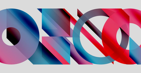 Abstract composition. Overlapping shapes create vibrant, colorful design. Modern aesthetic,...