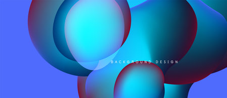 Abstract fluid shapes overlap, creating vibrant blue, purple gradients. Modern design evokes...