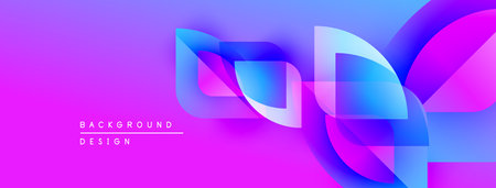 Abstract vibrant background. Overlapping shapes create dynamic visual effect. Gradient colors blend...