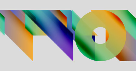 Abstract design features colorful overlapping shapes forming letter WO. Gradient hues create dynamic...