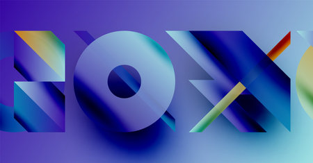 Abstract graphic design featuring colorful, overlapping letterforms spelling NOX. Vivid blues,...