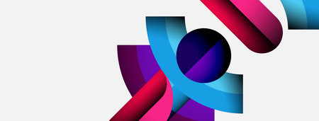 Abstract design features layered ribbons, vibrant colors, dynamic composition. Modern aesthetic,...
