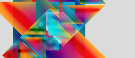 Abstract geometric composition. Vibrant colors blend, creating dynamic shapes. Overlapping...