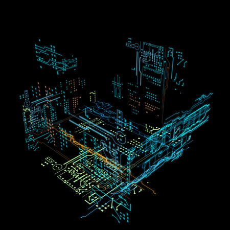 3d hologram futuristic interface. colors line and formの写真素材