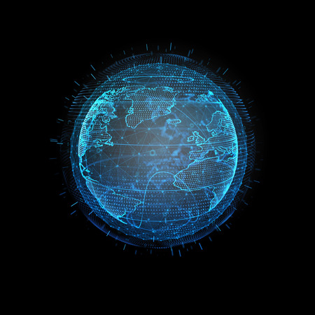 business, new technology and virtual sphere globeの写真素材