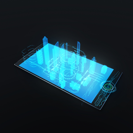 Modern wireless technology and social media illustration