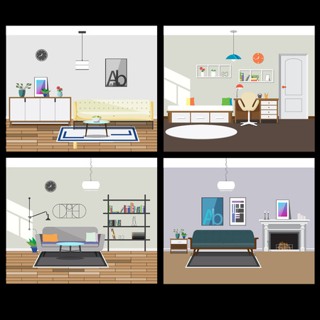 Four interior one picture. Collection Interior. Setのイラスト素材