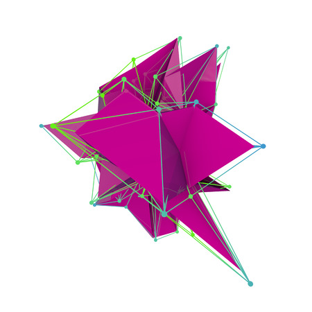 Render Abstract Low polygon geometry on White Backgroundの写真素材