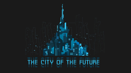Futuristic city. Banner. Creative idea Future cityのイラスト素材