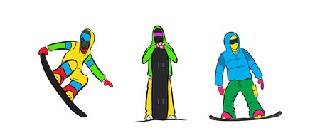 Set of Snowboarding icons. Vintage mountain explorer label. Outdoor adventure logo design. Travel hand drawn and hipster insignia. Snowboard icon symbol. Extreme sports badge. Winter design. Vectorのイラスト素材