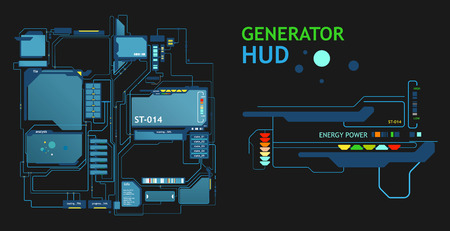 Spaceship interface for the game. Futuristic interface. In-game menu. Touch panel. HUD control panelのイラスト素材