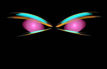 Abstract Artwork Red Eyes isolated on black backgroundの写真素材