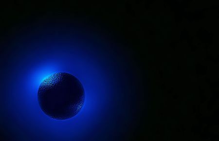 Abstract Blue Planet and Star Light behindの写真素材