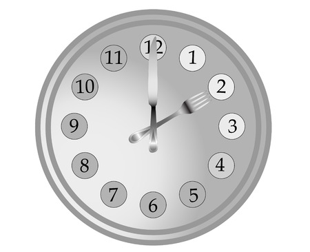 Fork and Knife as clock hands - abstract illustrationのイラスト素材