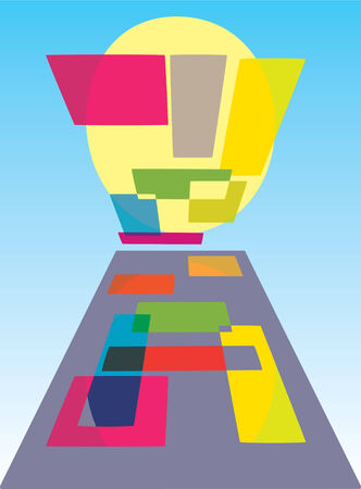 Abstract Sunrise with square clouds - vector illustrationのイラスト素材