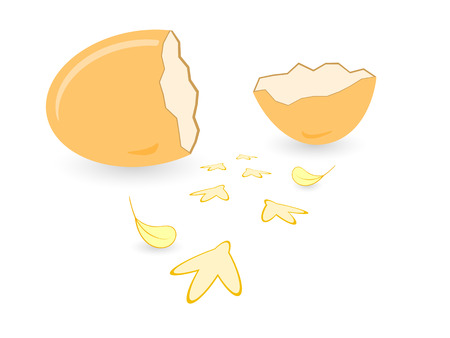egg shell and chicken tracks - vector illustrationのイラスト素材