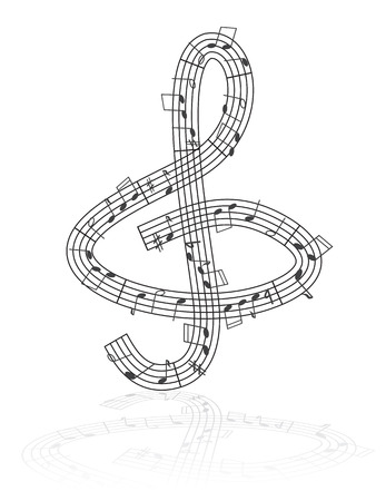 Treble clef made from notes - abstract musical illustrationのイラスト素材