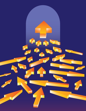 3D Arrows traffic jam. Abstract traveling illustration.のイラスト素材