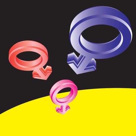 Flying male symbols. Abstract illustration.のイラスト素材