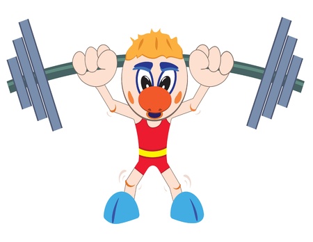 Weightlifter lifting barbell. Cartoon illustration.のイラスト素材