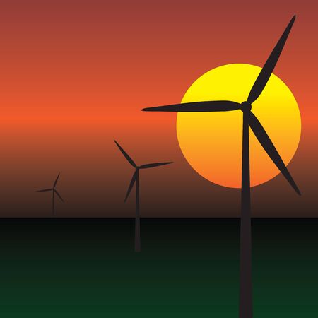 wind energy turbines over sunrise sky