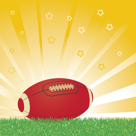 American football ball on field and shiny backgroundのイラスト素材