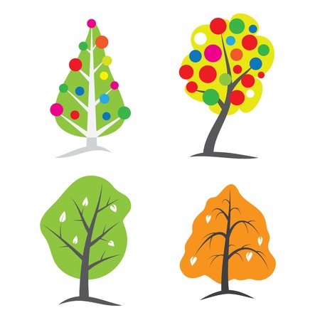 four seasons tree symbols illustrationのイラスト素材