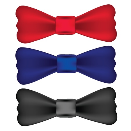 Red, blue, black bow ties isolated on white background, vector illustration.のイラスト素材