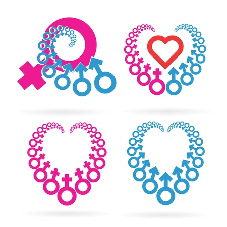 Man and woman love metaphors from male and female symbolsのイラスト素材